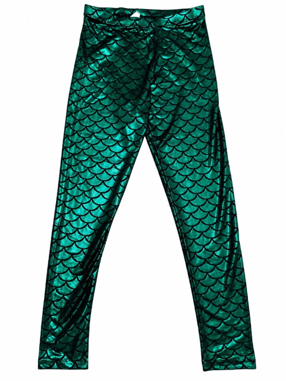 Metallic Mermaid Scale Leggings Green Sequin M